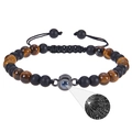 Bracelet en œil de tigre et onyx mat avec pierre de projection Je t'aime - Oeil de Tigre + Pierre Mate