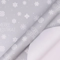 Silver Christmas wrapping paper with white snowflakes and Merry Christmas text - Missing Snow Over Lan