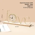 Nordic gold metal 'Love' desk clock with light wood base on 32.2x6x17.5cm stand - Gold Artistic LOVE