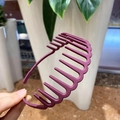 Detail of deep purple matte headband with long comb teeth for volume and fixing hair - Burgundy