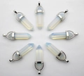 Set van 8 lichtblauwe opaal kristallen hangers in zeshoekige vorm met zilveren sluiting - Opalite