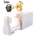 Disposable ear piercing gun with 5mm black zircon stud in 316L stainless steel - Gold + Black Zirconia