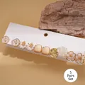 5-pair set of minimalist resin pearl and gold floral stud earrings for women - Silver Pin - Gold (10-Piece Set)