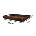 Vintage walnut wood storage tray with side handles for mobile trolley cart, 35x25x4cm size - Burnt Color Upper Tray