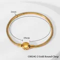 3mm gold stainless steel snake chain bracelet with round clasp, length 19cm - Gold Round Clasp