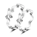 Elegant wave-shaped silver-plated ring set with sparkling cubic zirconia accents - Ql010 / Male Style