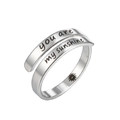 Detail of double-layer silver ring engraved with you are my sunshine and sun icon - You Are My Sunshine Style (048) / Steel