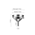 Large 304 stainless steel funnel with handle and brushed finish, diameter 15.0cm - 15cm Funnel + Strainer (Brushed Finish)