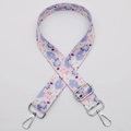 Adjustable wide replacement shoulder strap with purple floral pattern and silver clips - No.639 Silver Hook