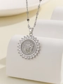 Macro shot of silver lion head pendant with micro-paved zircons on a white display stand - Silver White Zirconia (TP-04195-02)