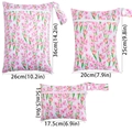 Three-piece waterproof diaper bag set with pink tulip print in three different sizes - BF118 Cream Tulip