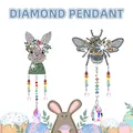 DIY 5D diamond painting wind chime with cute rabbit and bee crystal beaded pendants - DZ-16 Easter Series (Rabbit/Bee)