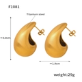 Water drop zirconia stud earrings in gold finish with stainless steel PVD plating - F1081-Matte Gold