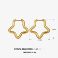 Stervormige goud vergulde roestvrijstalen oorringen voor dames met gewicht van 4,4g - Gouden Ster Oorbellen (ZN468) / Goud