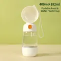 Portable cream white pet water bottle 400ml with orange button and food storage - 400ml Water + 182ml Grain 2-in-1 / White