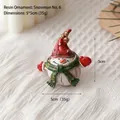 Christmas snowman resin figurine with red hat and green scarf, size 5x5cm ornament - Snowman Style 6