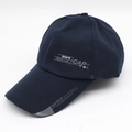 Detail of dark blue quick-dry baseball cap featuring sports fashion side print and embroidery - Adjustable / Full Fabric Navy Cap