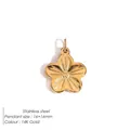 Ciondolo a forma di fiore in acciaio inossidabile placcato oro 14K, misura 16x16 mm - Forma di Fiore a Cinque Petali (BP43607) / Oro