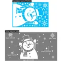 Christmas snowman window static stickers with snowflake and star patterns, 25x35cm size - XC032