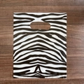 Zebra pattern plastic gift bag with die-cut handle for retail and clothing storage - Zebra Pattern Style (25) / 95 Pieces/Pack