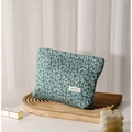 Borsa da trucco portatile in tela verde con motivo floreale e etichetta del logo - Floreale Fresco / Verde
