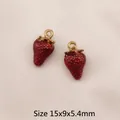 Red strawberry enamel pendant charm in alloy for DIY jewelry making 15x9mm BK1503# - BK1503# Strawberry