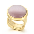 Luxurious gold titanium ring featuring a large round polished pink purple gemstone - Kr107557-k / Size 6