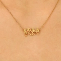 Collana dorata con ciondoli creativi in lingua dei segni che formano LOVE su catena a maglie - Gesto della Mano LOVE Placcato Oro 18K (6764)