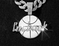 Collar de cadena cubana plateada con baloncesto de cristal y colgante I'm back - Solo colgante plateado