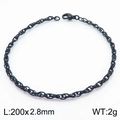 Black stainless steel hand-woven chain bracelet with lobster clasp, 200mm length - 2.8mm Black Tone (Rope Chain) / 20cm