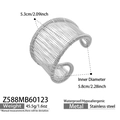 Silver multi-layer wire cuff bracelet in stainless steel with detailed size dimensions - Silver