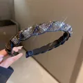 Sparkling twist headband with micro-paved dark grey rhinestones and non-slip inner teeth - Twisted Dark Rhinestone Headband / Black-Gun Black Diamond