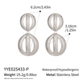 Détail des grandes boucles d'oreilles boules géométriques en acier inoxydable argenté - Argent (YYE025433-P)