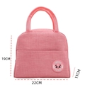 Pink insulated lunch bag with panda patch and top handles in size 22x19x11 cm - Peach Panda Insulated