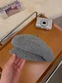 British style wool beret in dark grey with JM metal buckle for women in autumn - Regular Fit (54-58cm) / Gray