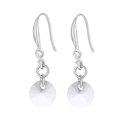 Boucles d'oreilles géométriques en titane avec perles et pendentif cristal argenté - Style Pierre Transparente Ronde Argent (KE103899-Z)
