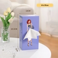 Boîte à mouchoirs verticale bleu iris avec illustration fille et finition brillante - Bleu Iris de Rêve