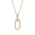 Minimalist 925 silver U-shape necklace in golden finish with sparkling round zircons - N14929 Moissanite 2.0mm