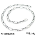 Sleek geometric silver stainless steel link chain necklace for women 450x7mm - Style A Steel Color Necklace 45cm (KN228629-Z)