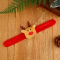 Luminous Christmas reindeer slap bracelet with soft plush red band for kids - Cute Cartoon Reindeer