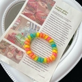 Rainbow gradient spiral telephone wire hair tie with a durable elastic design - Rainbow