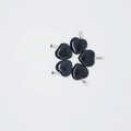 Set of five heart-shaped blue sand stone pendants with silver clasps on white background - Synthetic Blue Sandstone
