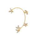 Elegant gold finish ear cuff featuring sparkling crystal stars and small white pearls - Gold I Style Left