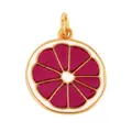 Miniature grapefruit slice pendant charm in gold metal with pink enamel finish - Dark Pink Grapefruit Slice (M158982-PurpleRed)