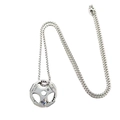 Silver barbell plate pendant necklace with box chain and holographic cross detail - Silver
