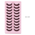 10 pairs of Russian volume false eyelashes in DD-039 style on a pink tray - Russian Curly Style (DD-039) / 10 Pairs Set