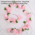 Guirnalda de cerezo artificial rosa oscuro de 2,3m con dieciocho flores de seda degradadas - 90 Flores Enredadera de Cerezo / Rosa oscuro