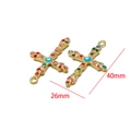 Gold stainless steel cross pendant with colorful rhinestones and devil eye detail - Colorful Evil Eye Cross / 26*40mm