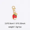 Red enamel strawberry charm with lobster clasp in golden finish for bags and shoes - Strawberry (No. 2)