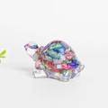Cute resin sea turtle statue filled with colorful natural crystals on white background - Colorful Shell